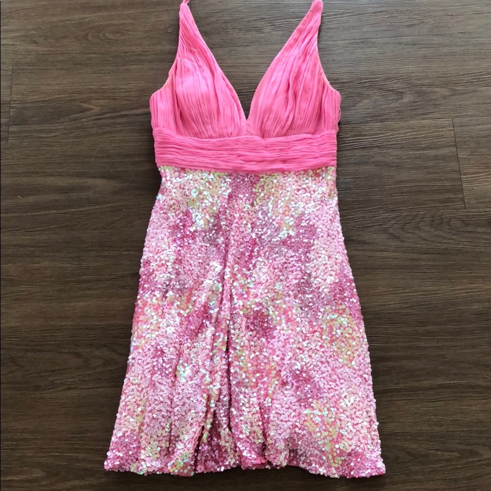 Pink cocktail sequin dress